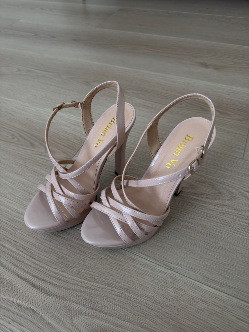 Nude Patent Strappy High Heel Sandals